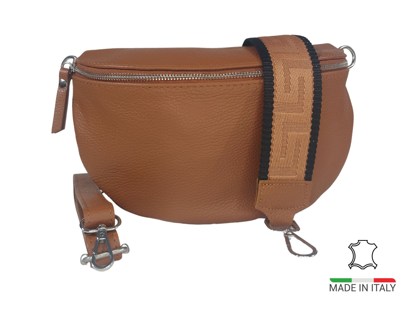 Bauchtasche Braun / Cognac XL, Leder Crossbody Bag Damen mit wechselgurt, schöne Bauchtaschen.