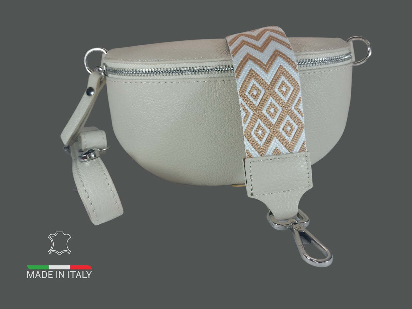 Crossbody bag für Damen, Beige Crossbody mit Gurt, Cross body bag aus Leder, klein.