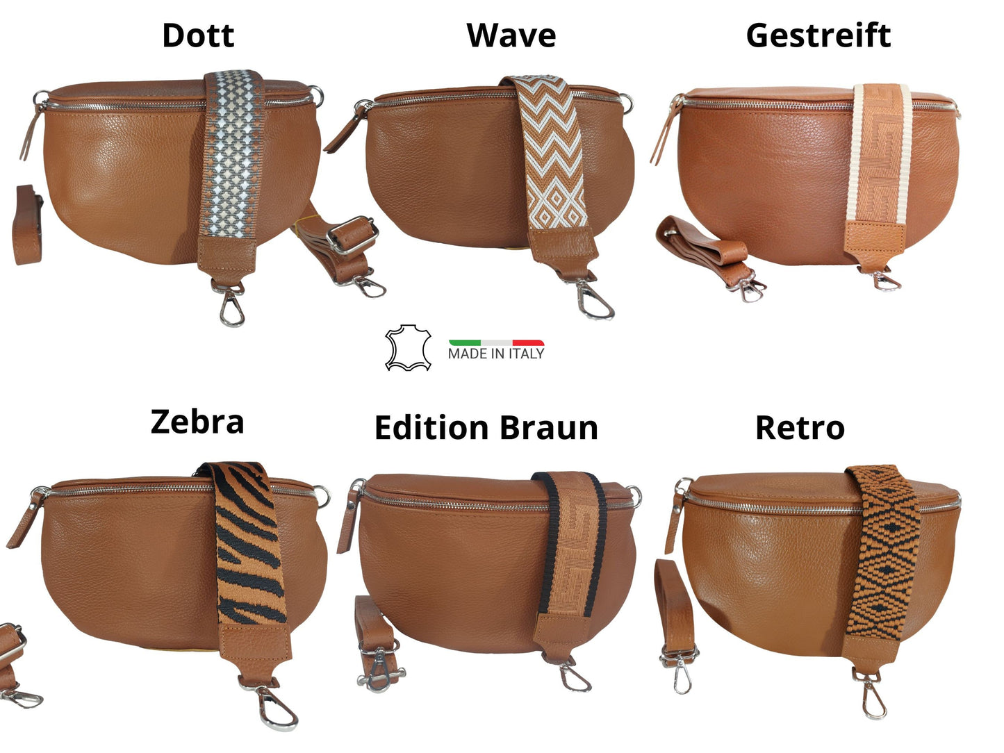 Bauchtasche Leder Schwarz Cognac Beige , Crossbody Bag Damen XL mit wechsel gurt, schöne Bauchtasche, Bananentasche, Slingbag, Umhängetasche