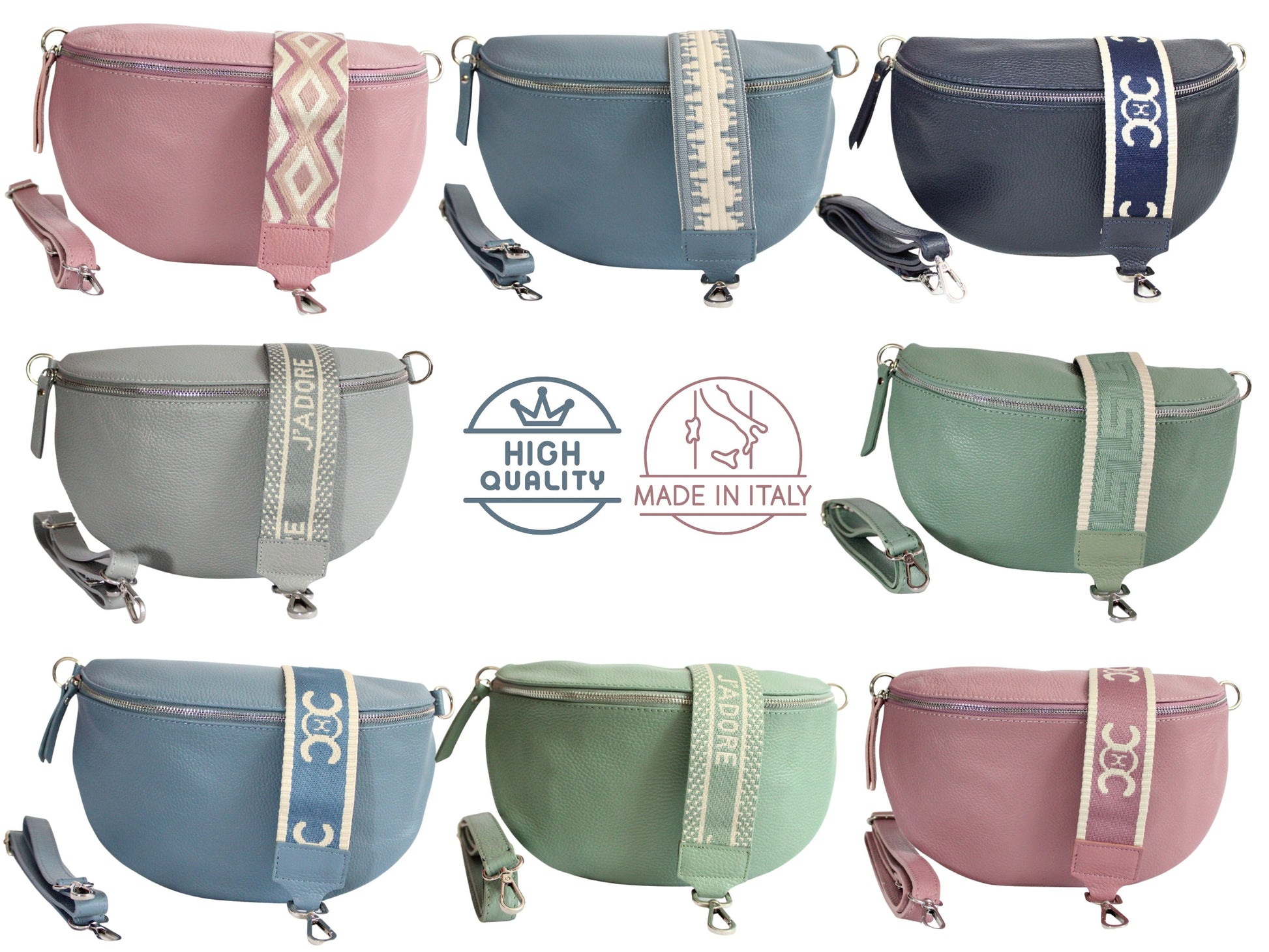 Bauchtasche Echt-leder Rosa Blau Grau Grün, Crossbody Bag Damen XL mit wechselgurt, schöne Bauchtasche, Slingbag Umhängetasche Crossbag