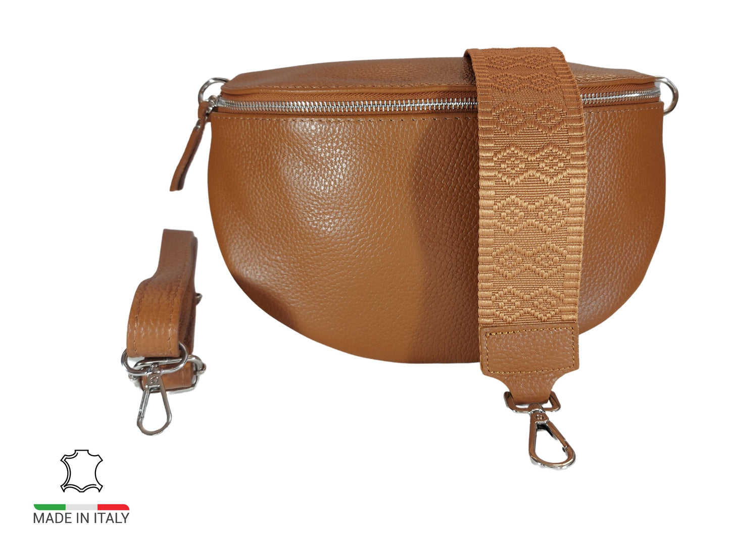 Bauchtasche Braun / Cognac XL, Leder Crossbody Bag Damen mit wechselgurt, schöne Bauchtaschen.