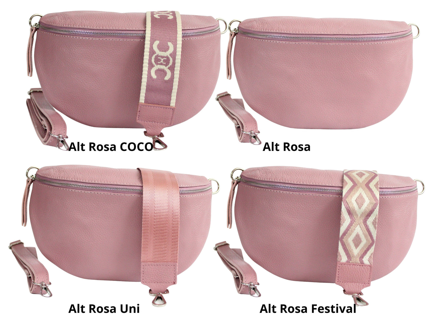 Bauchtasche Echt-leder Rosa Blau Grau Grün, Crossbody Bag Damen XL mit wechselgurt, schöne Bauchtasche, Slingbag Umhängetasche Crossbag